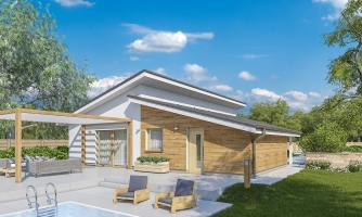 projekt bungalovu s pultovými strechami